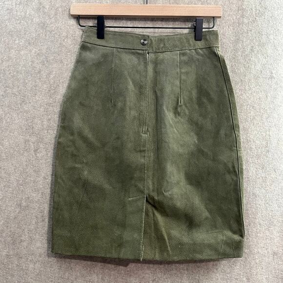 Global Identity Green Leather Skirt Oktoberfest Size 5/6 - Picture 2 of 11